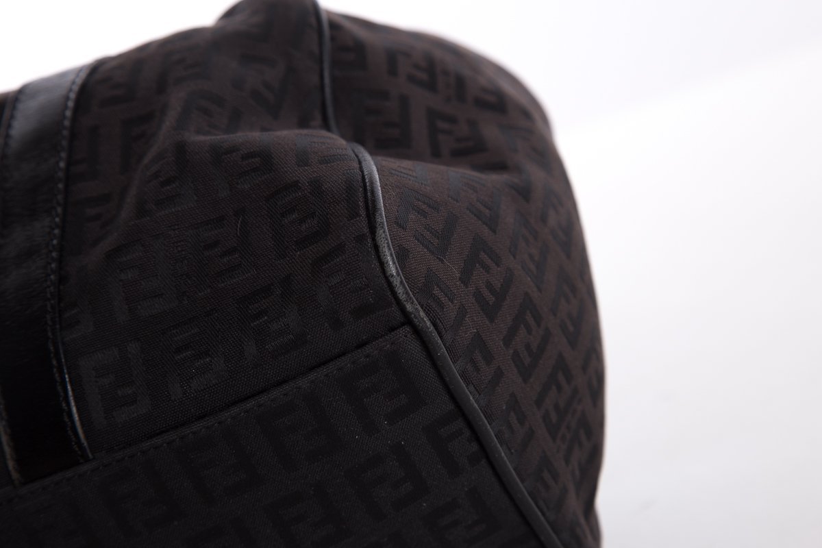 Fendi Black Fabric Zucca Print Shoulder Bag