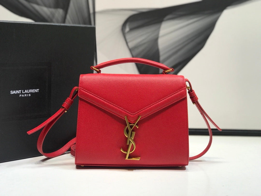 YSSL Cassandra Medium Top Handle Bag Red For Women 9in/24.5cm YSL Â 