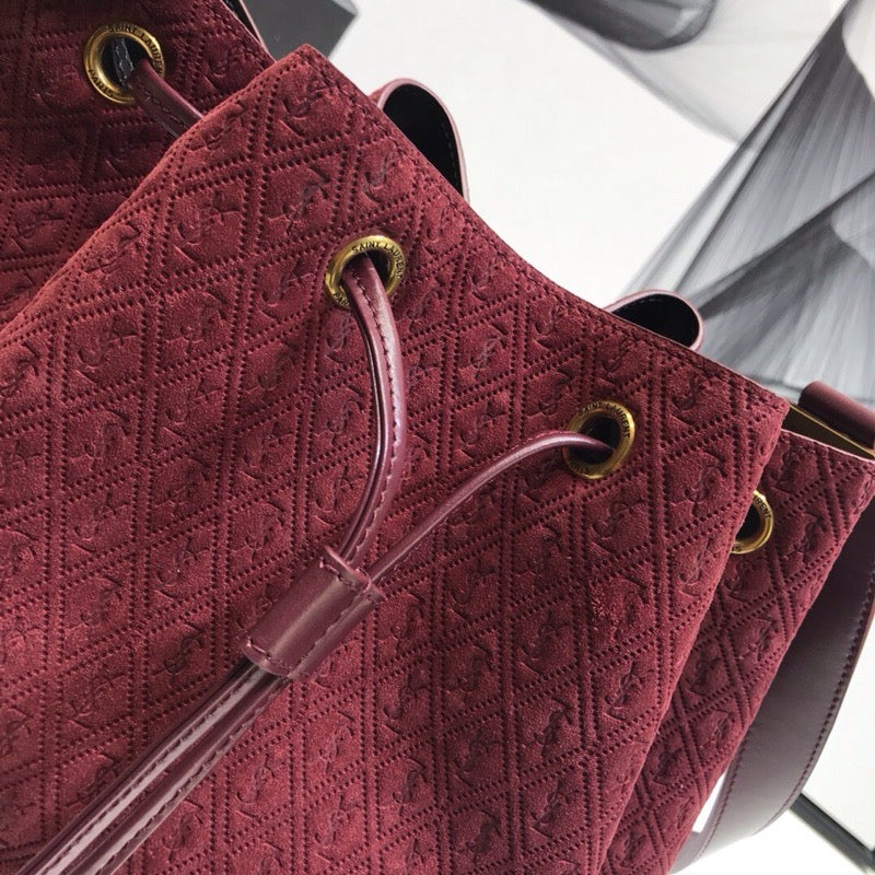 YSSL All-Over Monogram Bucket Bag Burgundy For Women 10.5in/27cm YSLÂ 