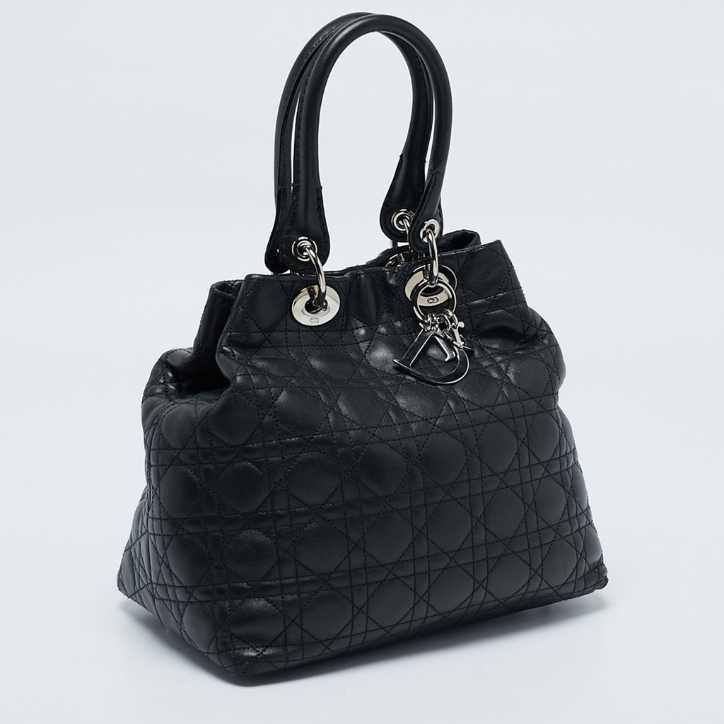 Dior Black Cannage Quilted Leather Soft Lady Dior Tote