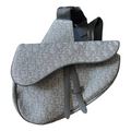 Christian Dior Saddle Crossbody Bag Oblique Canvas Gray Canvas Crossbody Bag Bag (Pre-Owned)