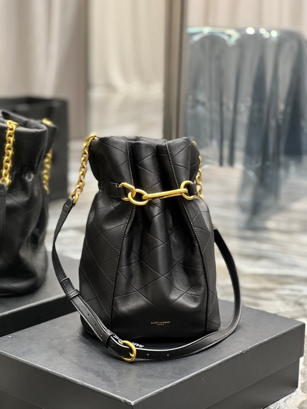 YSSL Le Maillon Bucket Bag Black For Women 10in/27cm YSL 686310AAAJK1000