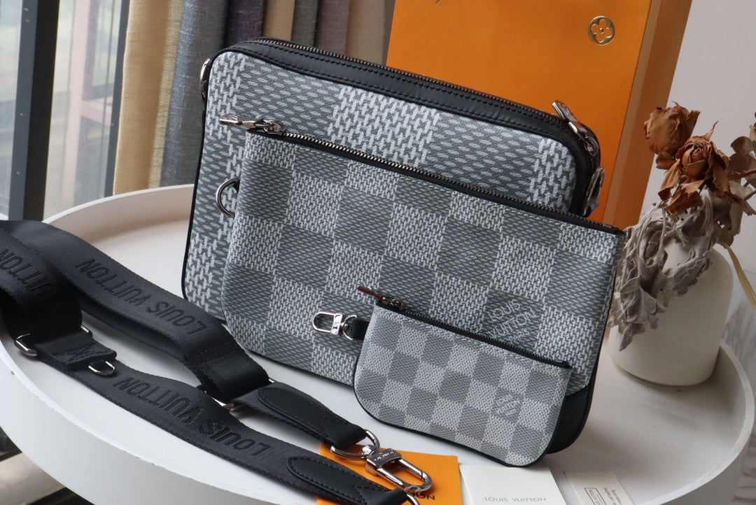 Louis Vuitton Trio Messenger Monogram Eclipse Monogram/ Eclipse Reverse For Men, Bags, Shoulder And Crossbody Bags 9.8in/25cm Louis Vuitton M69443