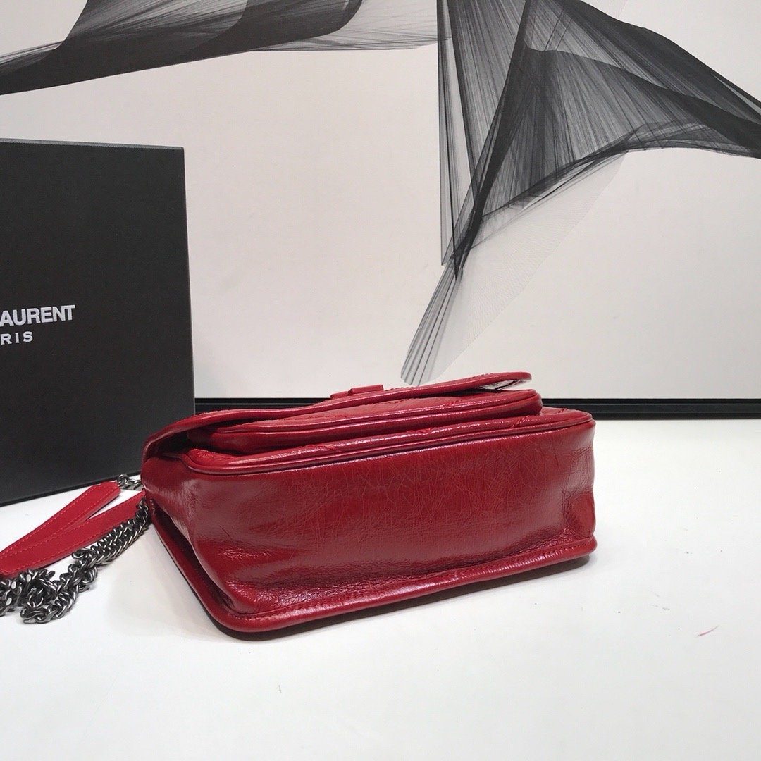 YSSL Niki Baby Chain Bag In Crinkled  Red For Women 8in/21cm YSL