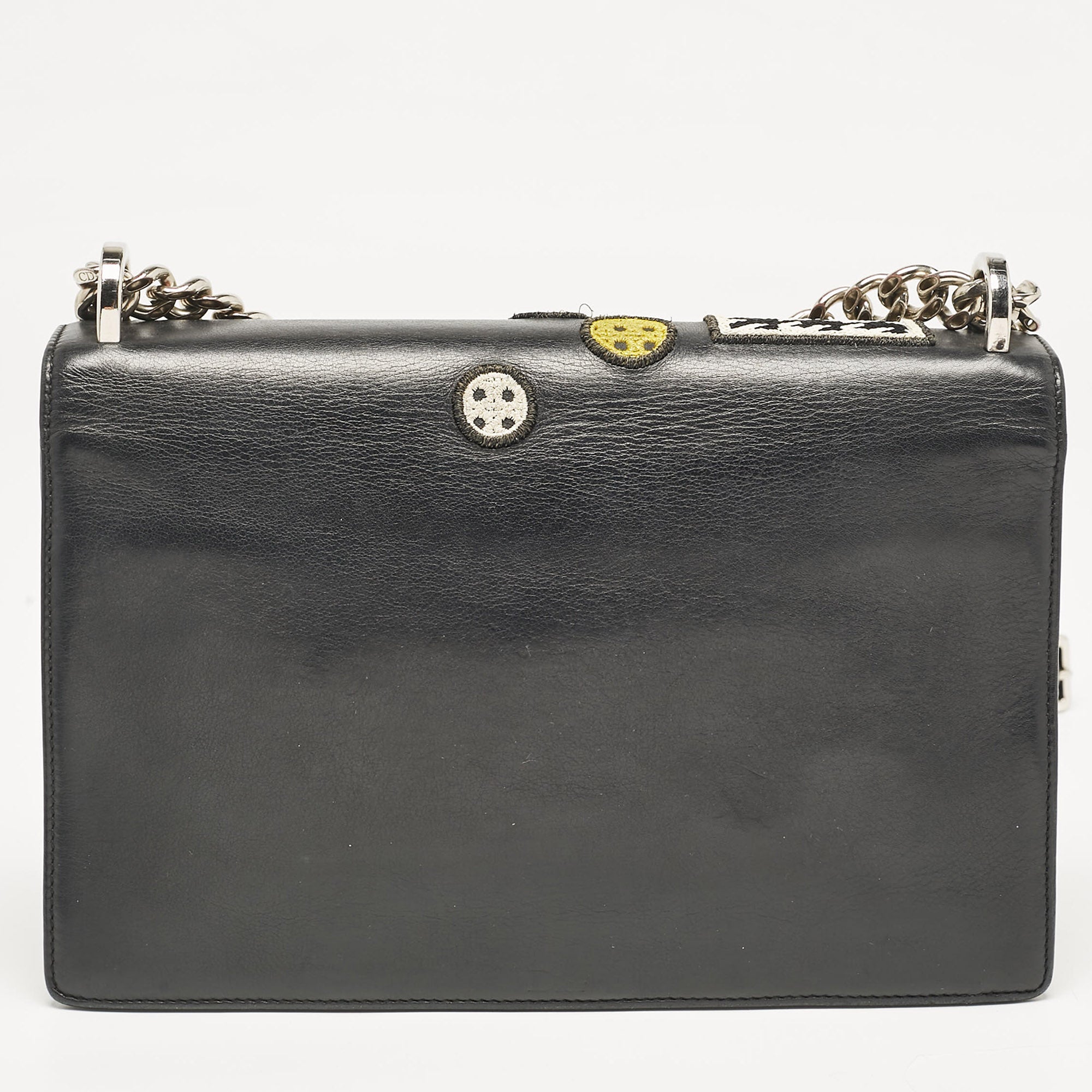 Dior Black Leather Medium Patch Diorama Shoulder Bag