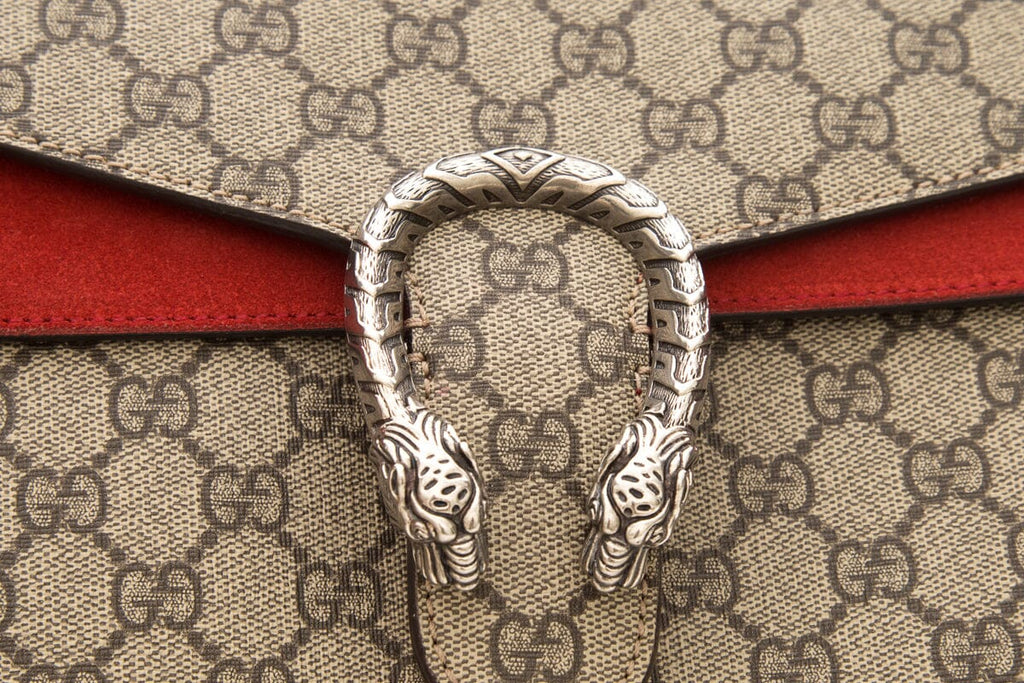 Gucci Dioronysus Monogram and Red Suede Crossbody