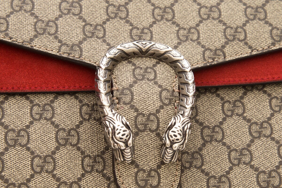 Gucci Dioronysus Monogram and Red Suede Crossbody
