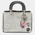 Black/Silver Tweed and Leather Small Diorissimo Patch Tote
