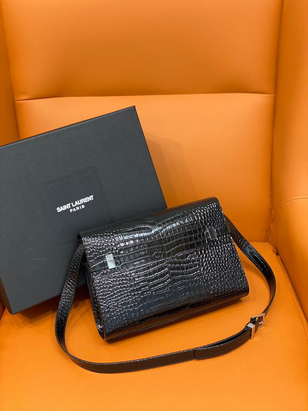 Manhattan Small Shoulder Bag Black For Women 9.4in/24cm YSL