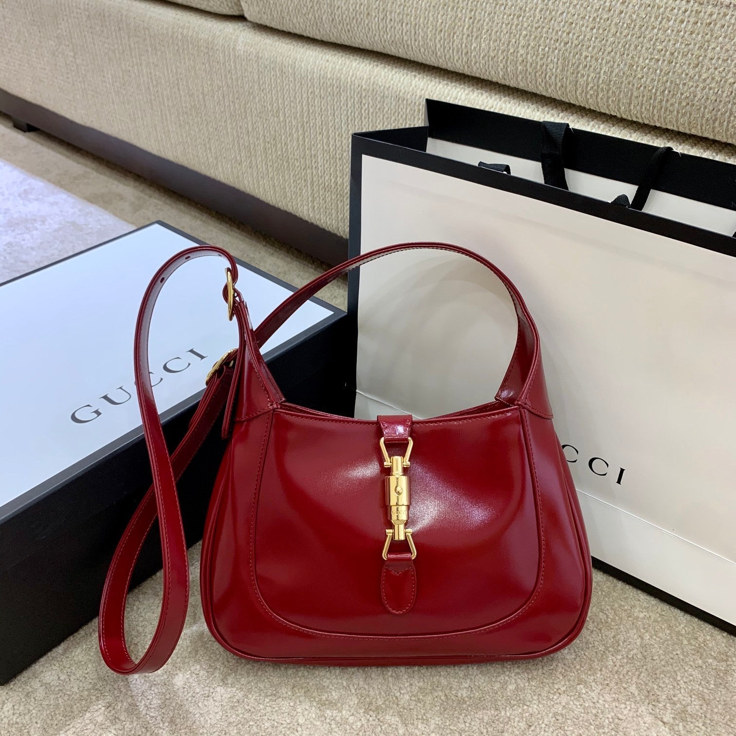 Gucci Jackie 1961 Small Shoulder Bag Red For Women 10.8in/27.4cm Gucci ‎636709 10O0G 6638