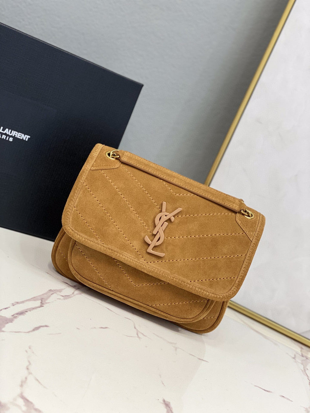 YSSL Niki Baby Chain Bag Brown For Women 8in/21cm YSL