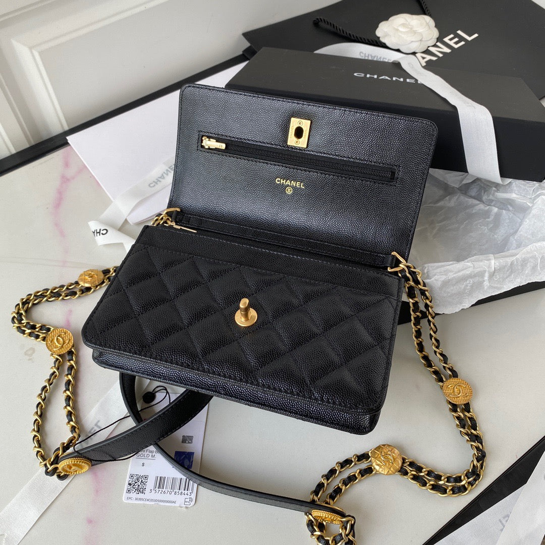 Chanel Clutch With Chain Gold Hardware Black For Women Handbags, Shoulder Bags 7.1in/18cm AP2860