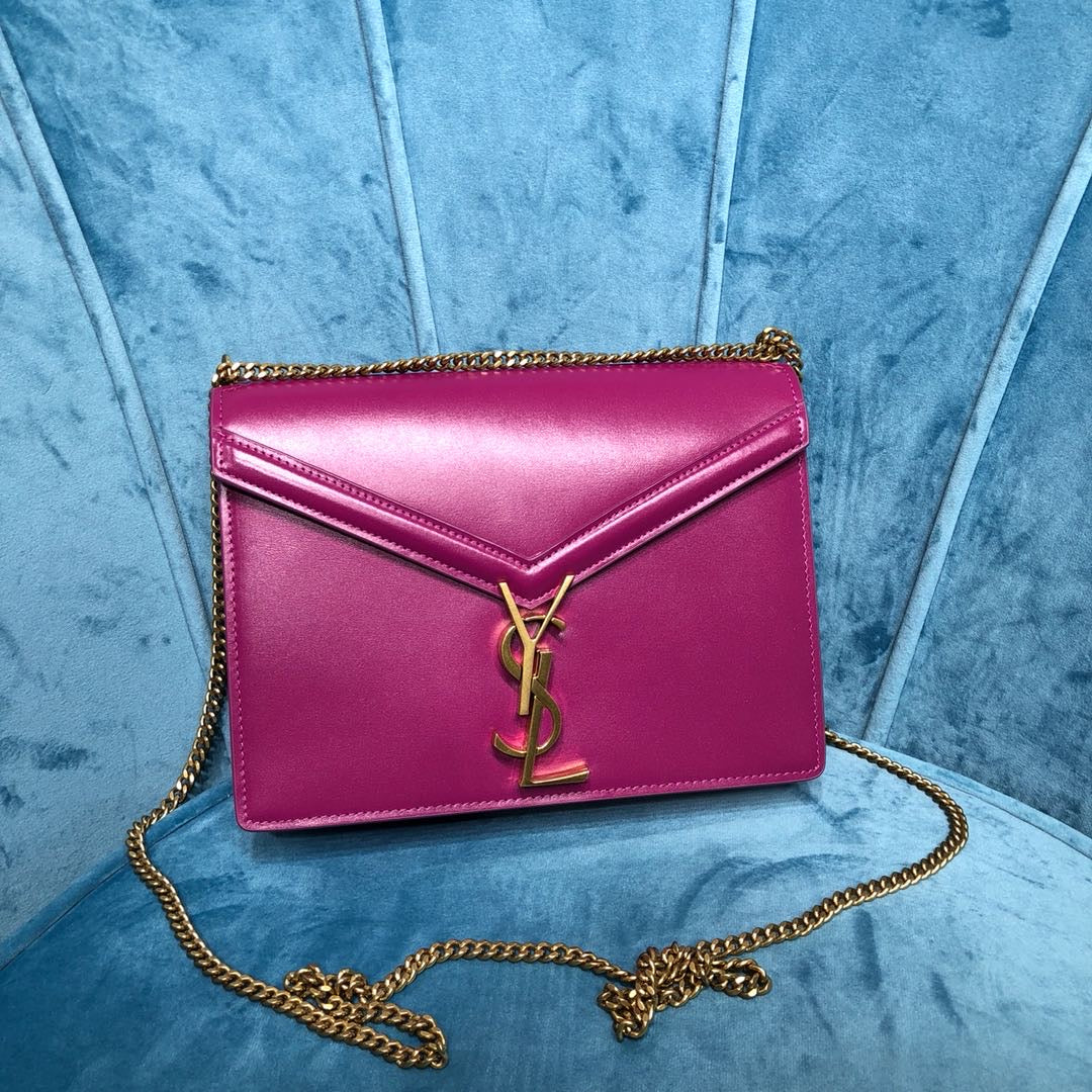 YSSL Cassandra Medium Chain BagÂ Dark Pink For Women 8.7in/22cm YSL