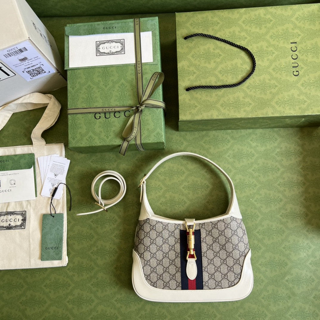 Jackie 1961 Small Shoulder Bag Beige And Ebony Supreme Canvas For Women 11in/28cm 636706 HUHHG 9794