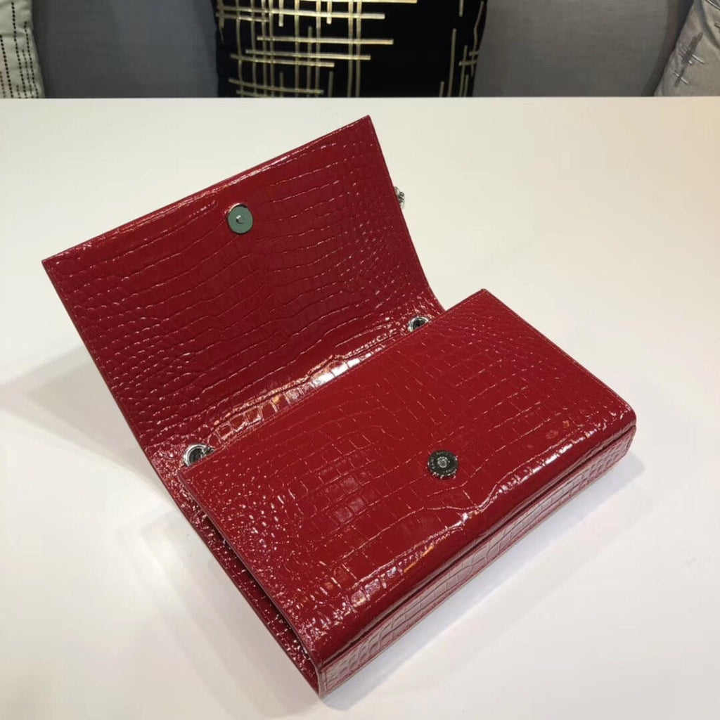 YSSL Kate Small Chain Bag With Tassel In Embossed Burgundy For Women 7.8in/20cm YSLÂ 