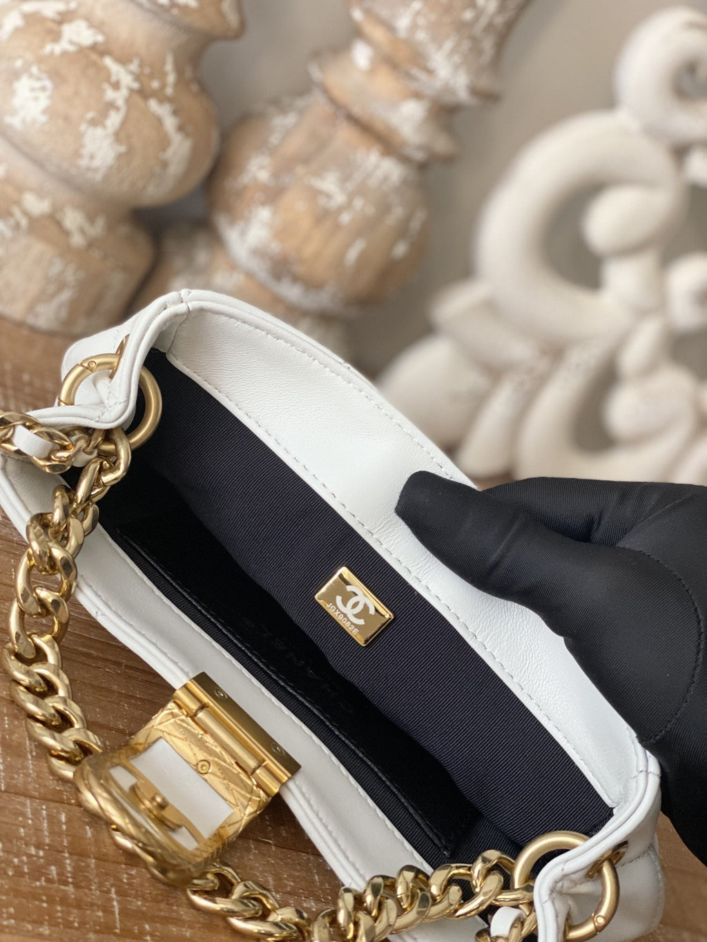 ChanelSmall Hobo Bag Gold Hardware White For Women, Women’s Handbags, Shoulder Bags 7.5in/19cm