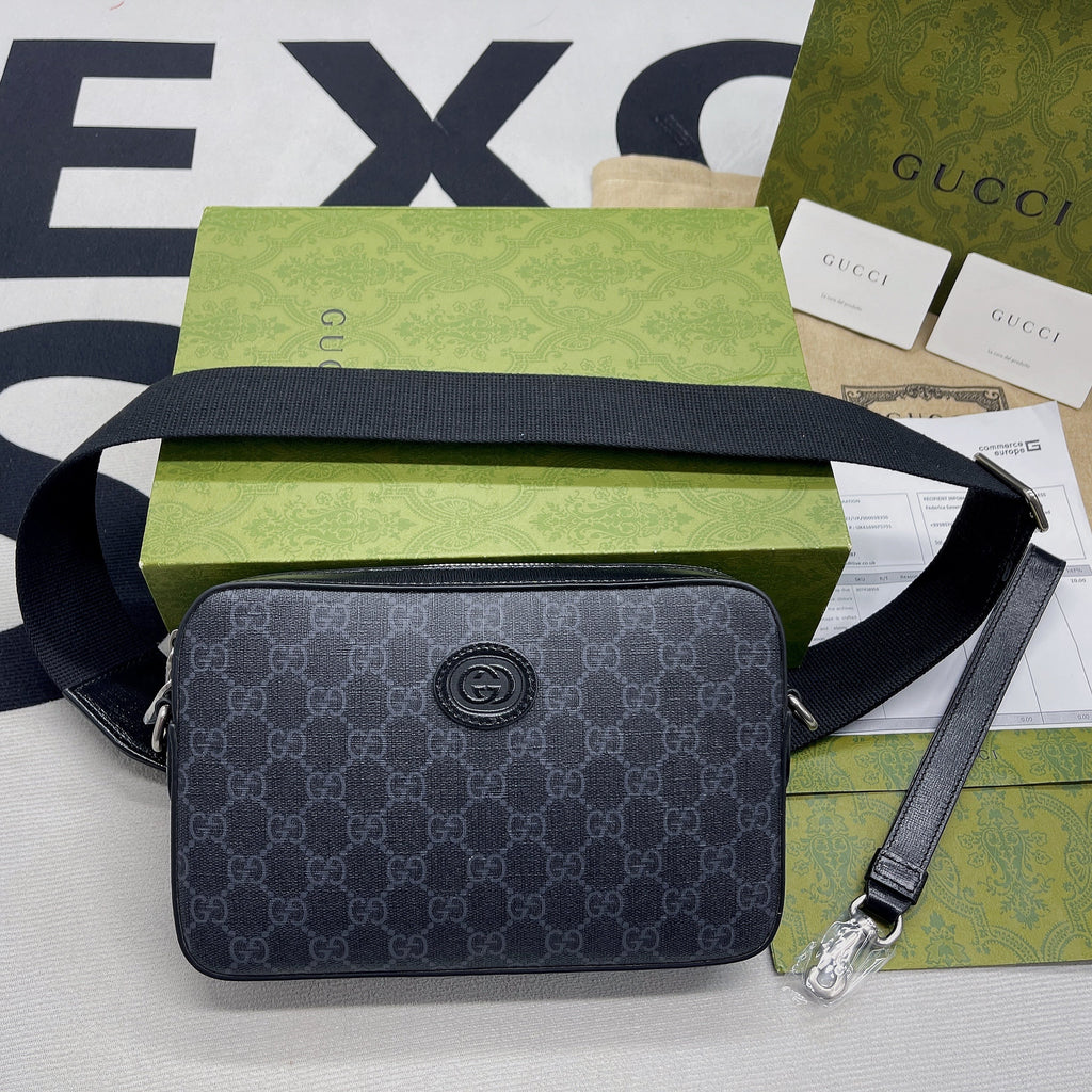 Gucci Shoulder Bag With Interlocking G Black Gucci Supreme Canvas For Women  9.6in/24.5cm Gucci 703468 92THF 1000