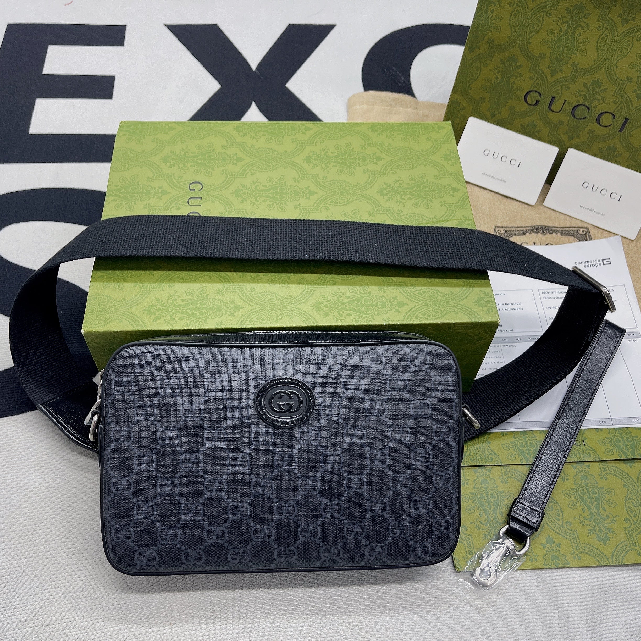 Gucci Shoulder Bag With Interlocking G Black Gucci Supreme Canvas For Women  9.6in/24.5cm Gucci 703468 92THF 1000