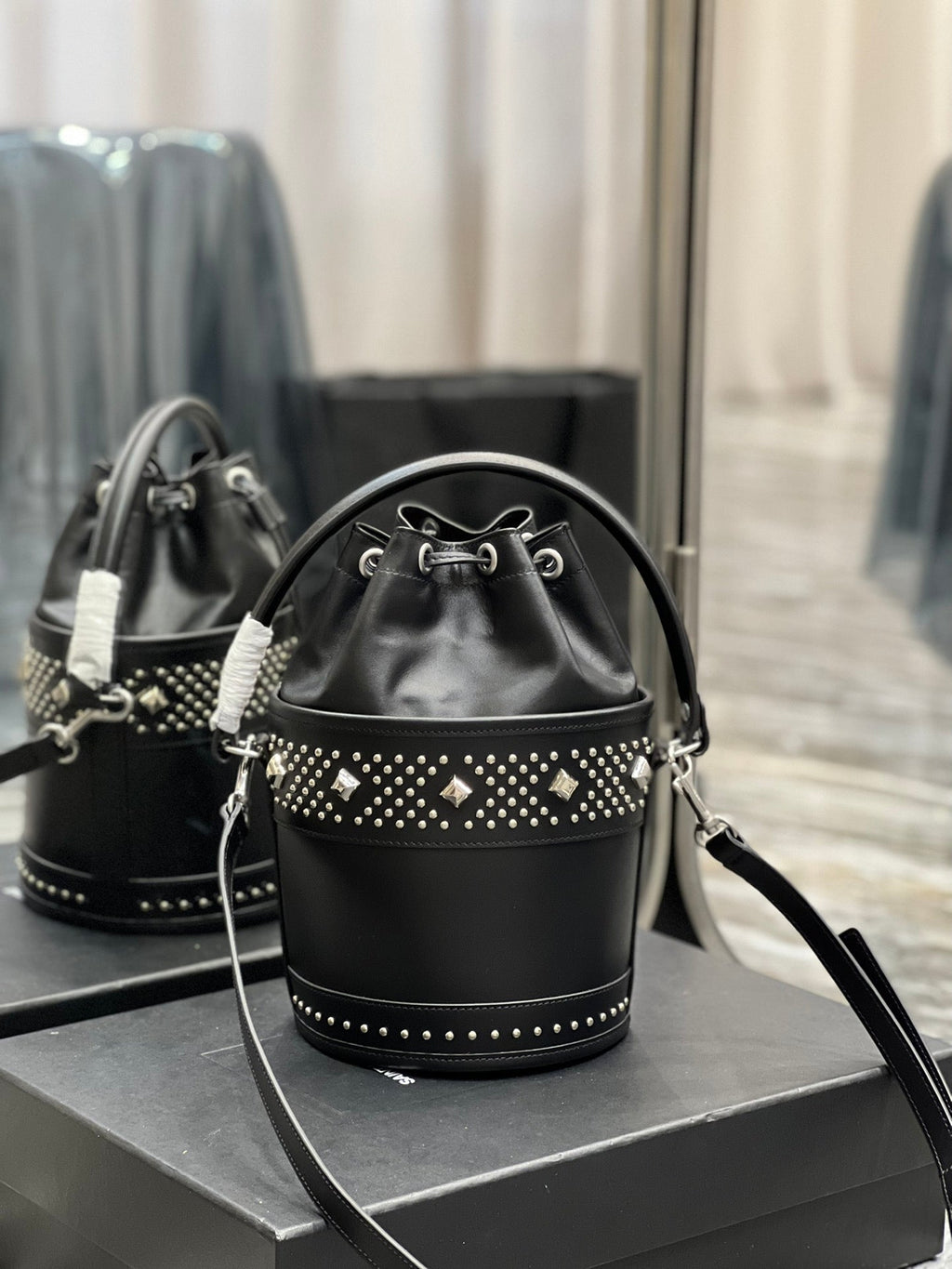 YSSL Bahia Small Bucket Bag Black For Women 10in/25cm YSL 685628AAAEF1077