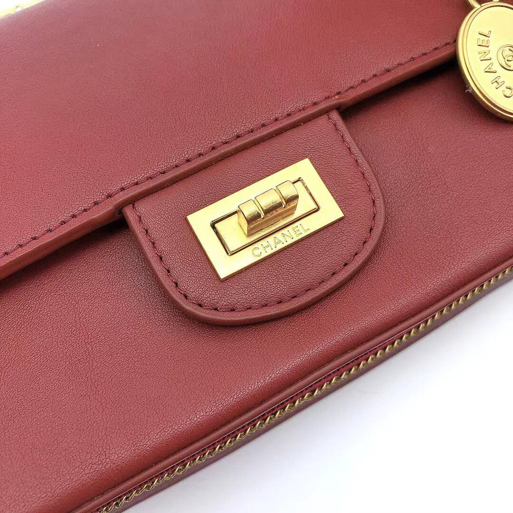 ChanelMaroon Medallion Nude Reissue 2.55 Classic 225 GlamIap Red Bag For Women 24cm/9.4in