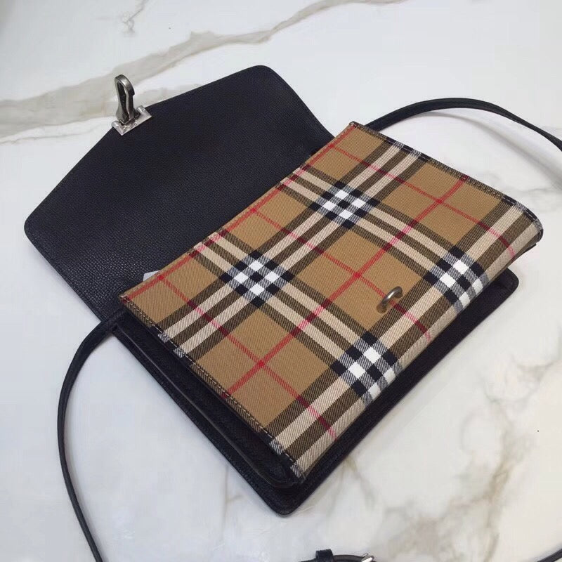 Small Vintage Check And Crossbody Bag Black For Women, Bags 9in/24cm