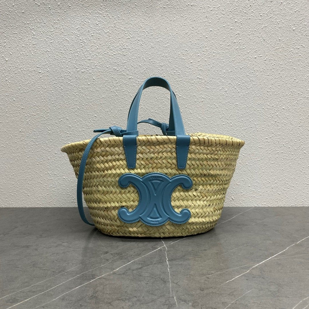 GLAMI Teen Triomphe GLAMI Classic Panier In Palm Leaves And Lizard Blue For Women 8in/20cmÃ‚Â 