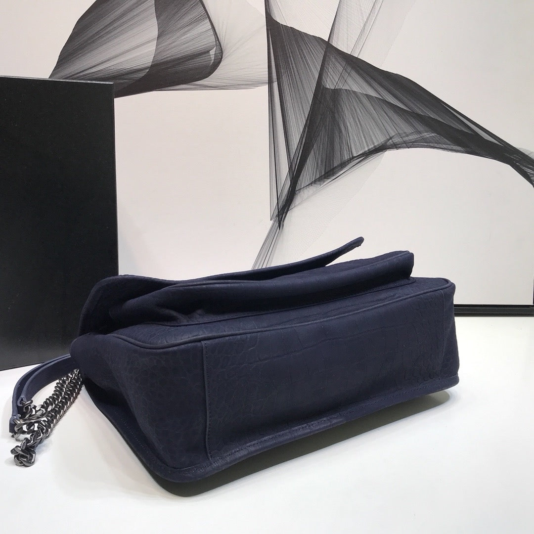 YSSL Niki Medium Chain Bag In-Embossed NavyÂ For Women 11in/28cm YSL