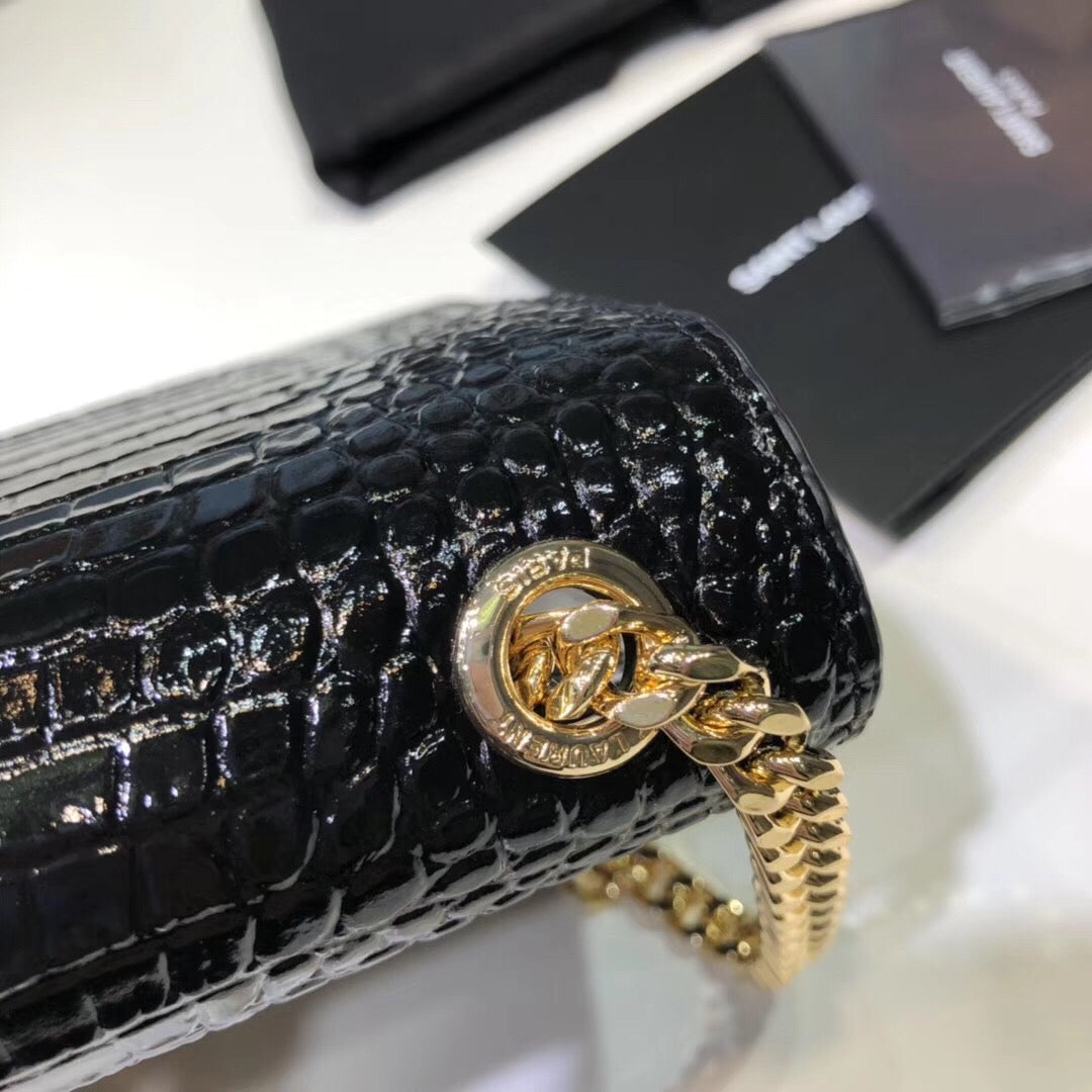 Top Quality Kate Small Chain Bag With Tassel In Embossed Black For Women 7.8in/20cm YSL 474366DND0J1000