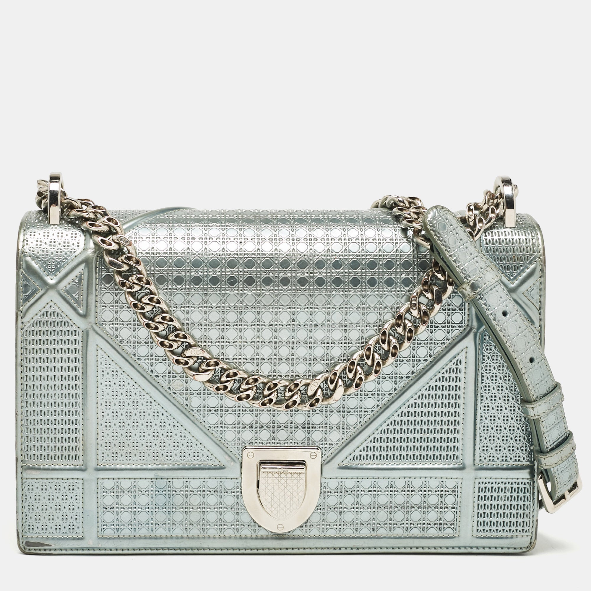 Dior Light Green Cannage  Leather Medium Diorama Flap Shoulder Bag