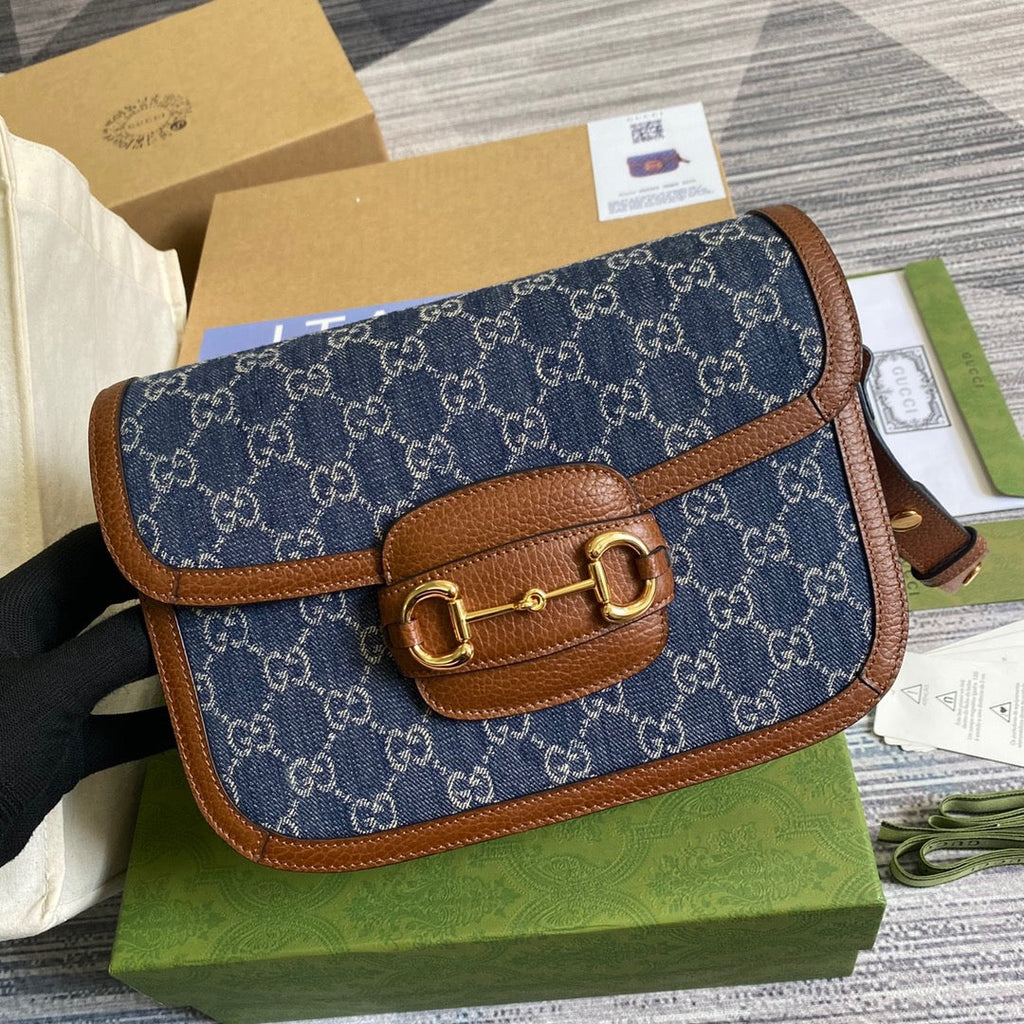 Horsebit 1955 Shoulder Bag Blue And Ivory For Women, Women’s Bags 9.8in/25cm Glami