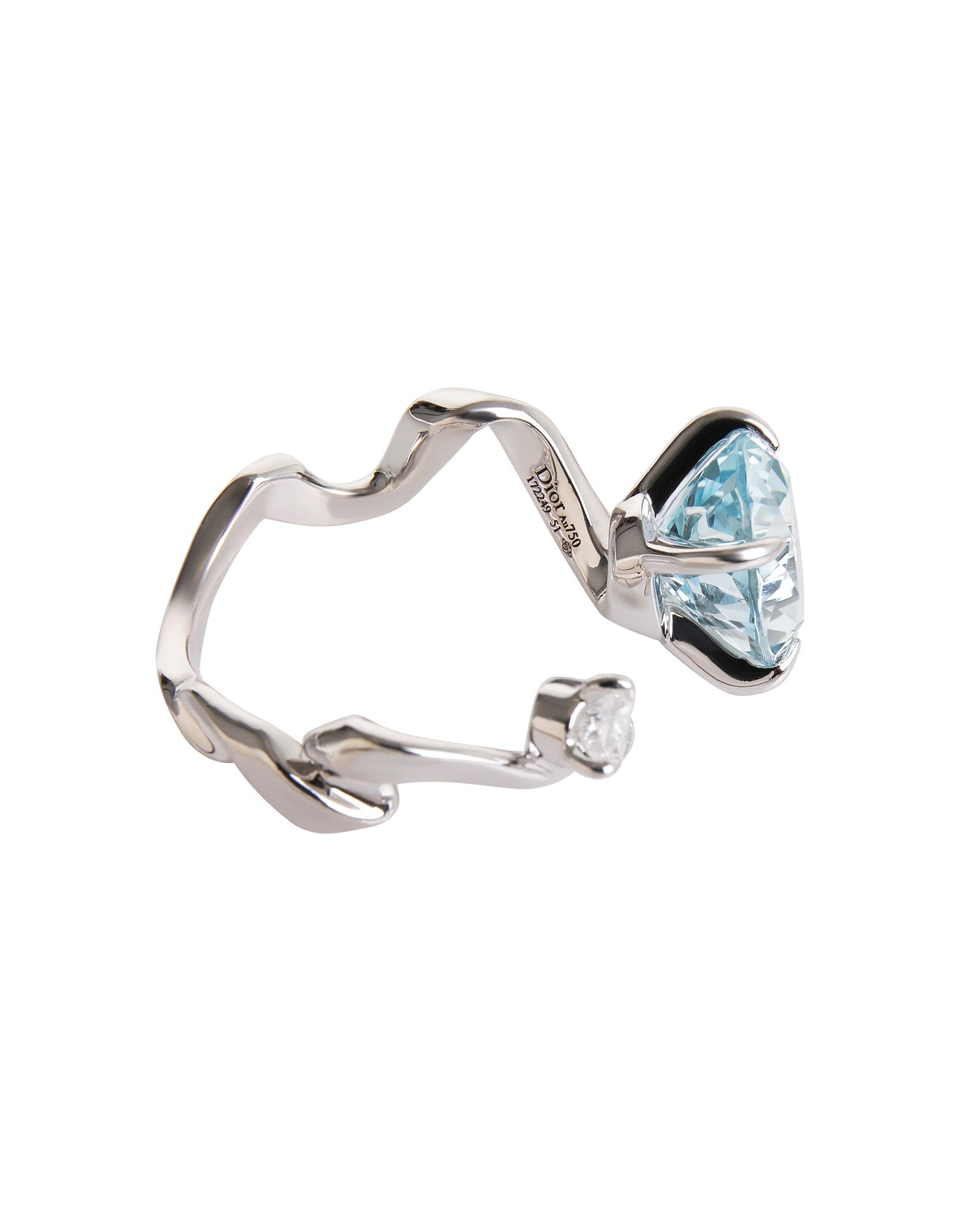 Dior Diorama Precie1:1 Rep Diamond Aquamarine Ring in 18k White Gold D VS1 0.33 CTW