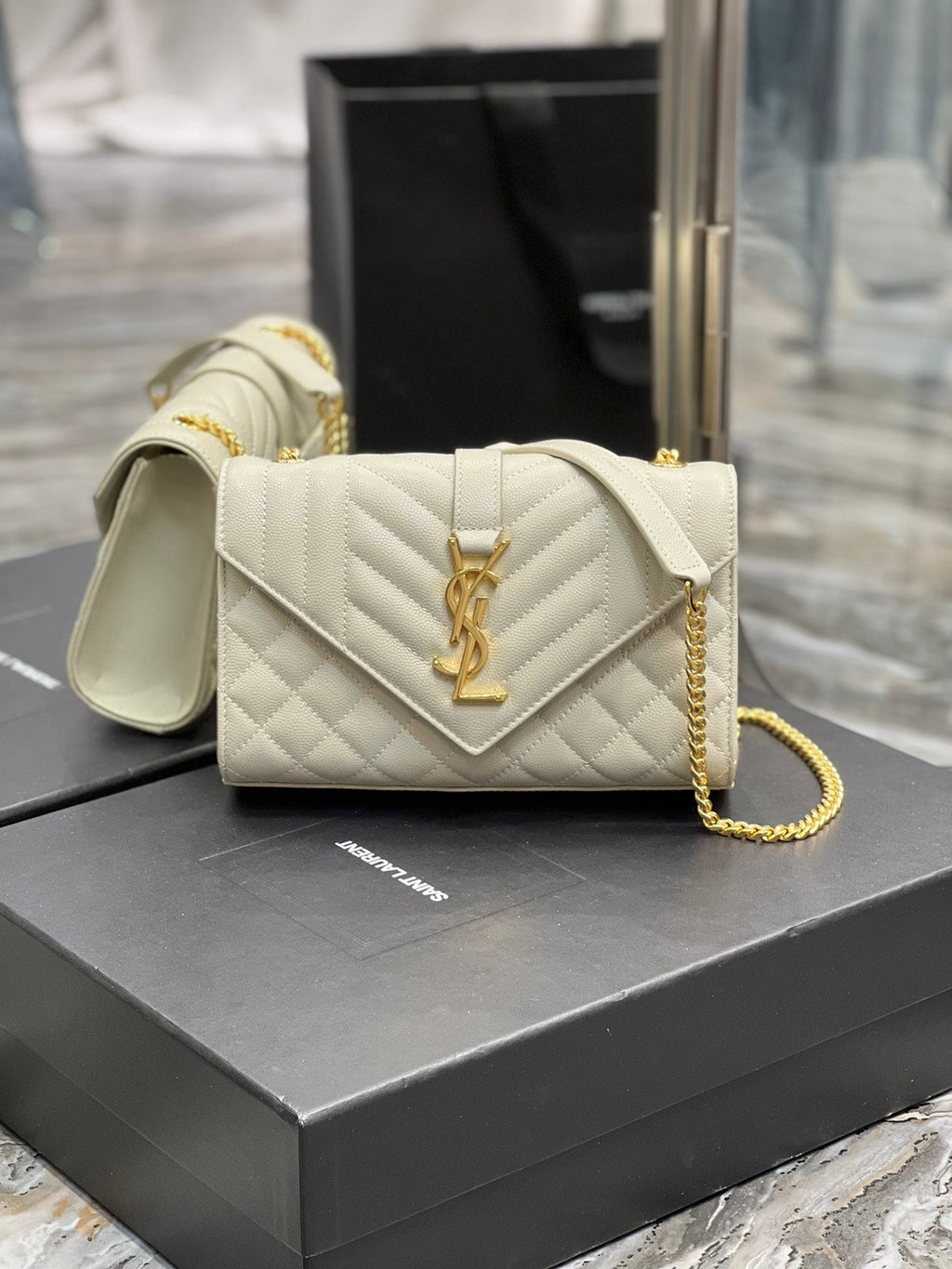 YSSL Small Bag White In Mix Matelasse For Women 8in/21cm YSL 600195BOW919207