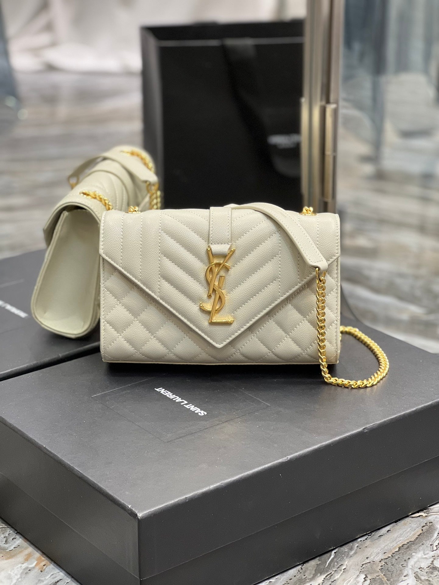 YSSL Small Bag White In Mix Matelasse For Women 8in/21cm YSL 600195BOW919207