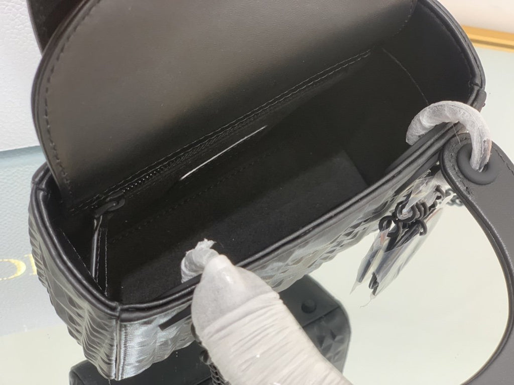 Dior Mini Lady Bag Black Cannage with Beaded Motif, Black, For Women Women’s Handbags, Crossbody Bags, 18cm CD M0505SNEA_M900