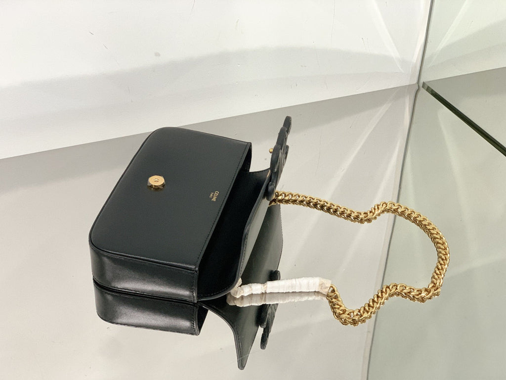 Chain Shoulder Bag Cuir Triomphe Black For Women 7.9in/20cm