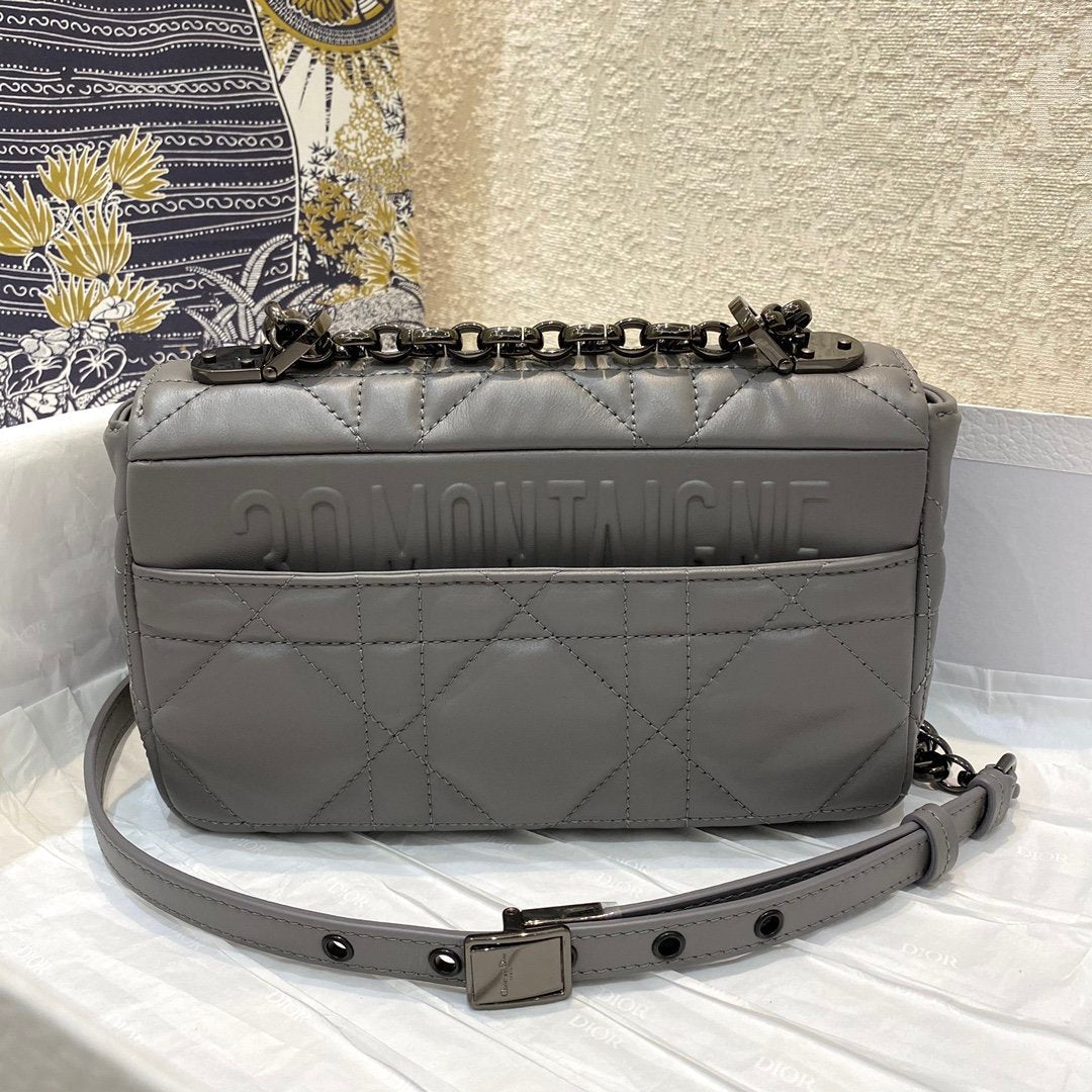 Dior Mini Caro Bag Gray Padded Macrocannage, Gray, For Women Women’s Handbags, Crossbody Bags, 20cm CD