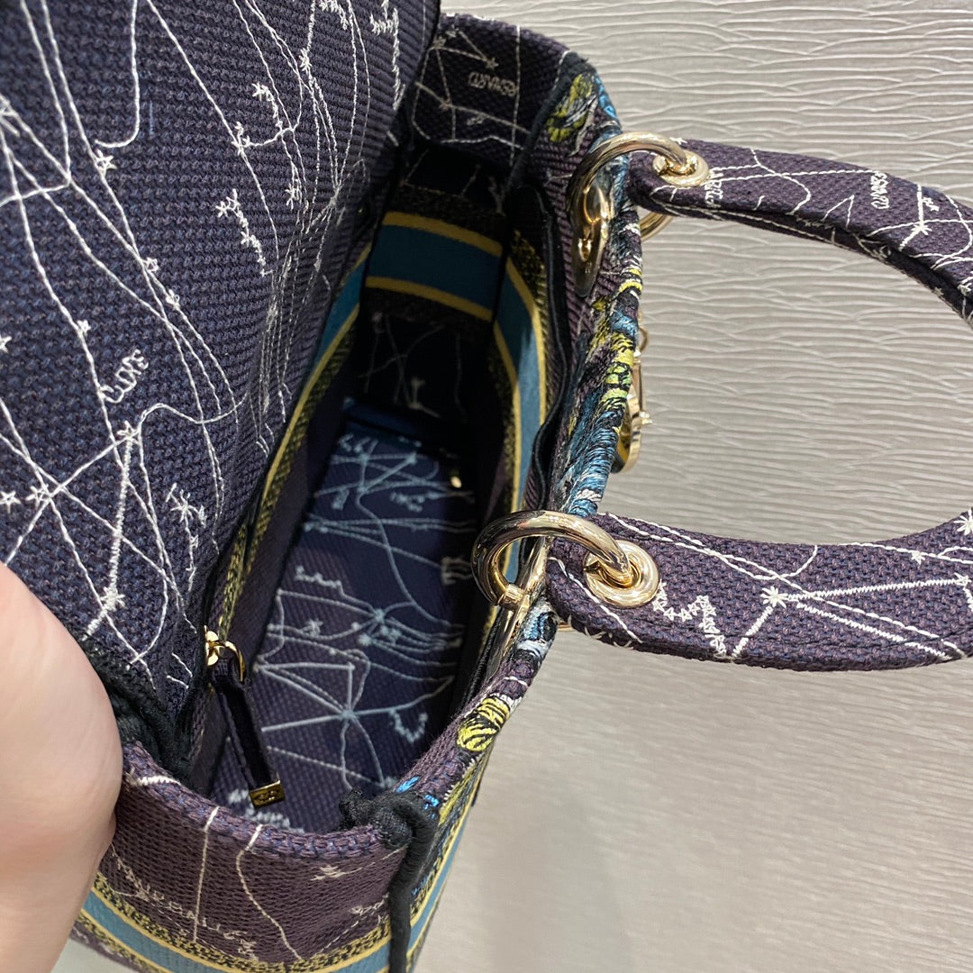 Dior MeDiorum Lady D-Lite Bag Constellation Embroidery, Blue, For Women Women’s Handbags, Crossbody Bags, 24cm CD M0565ORHP_M928