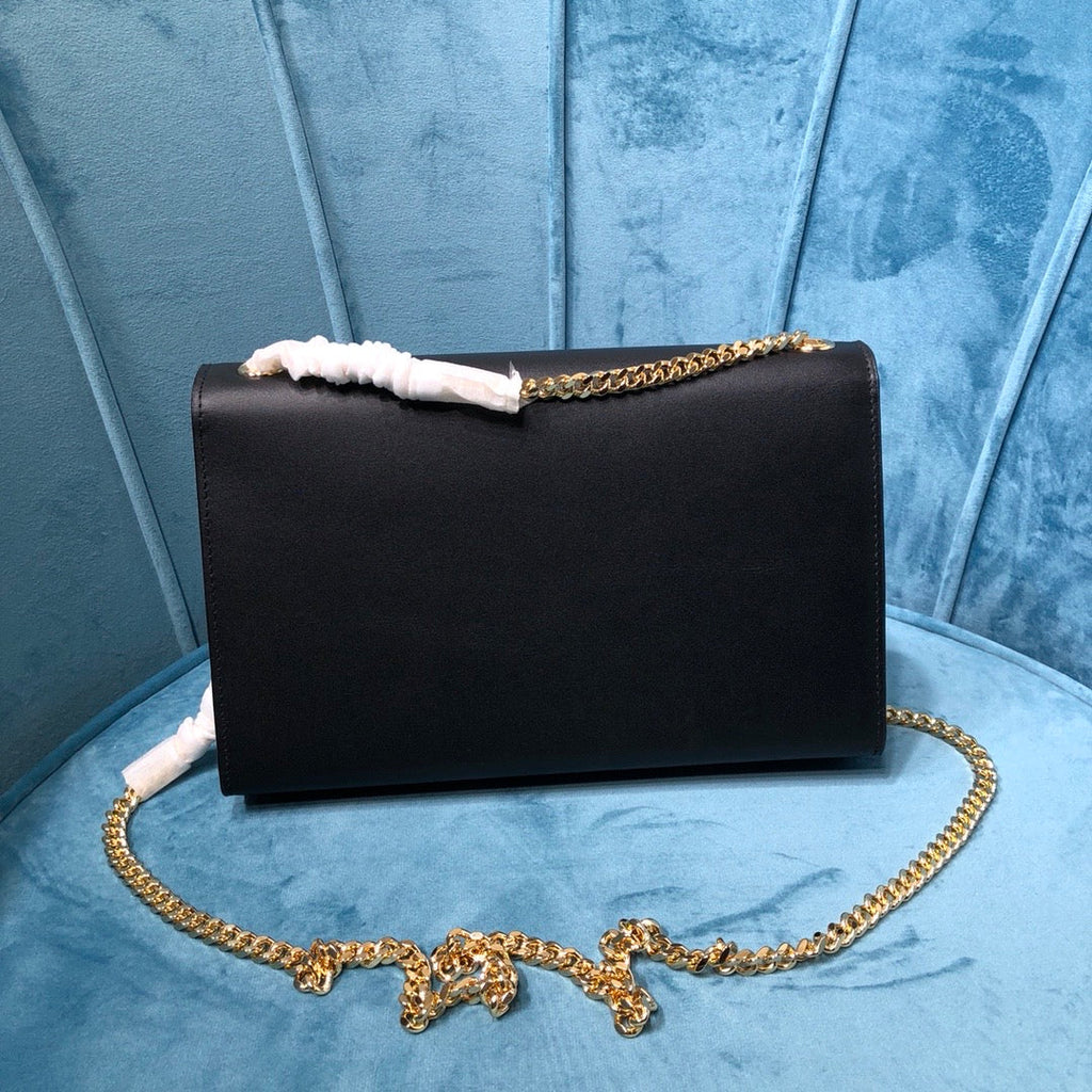 YSSL Kate Medium Chain Bag With Tassel In Grain De Poudre Black For Women 9in/24cm YSL 354119BOW0J1000
