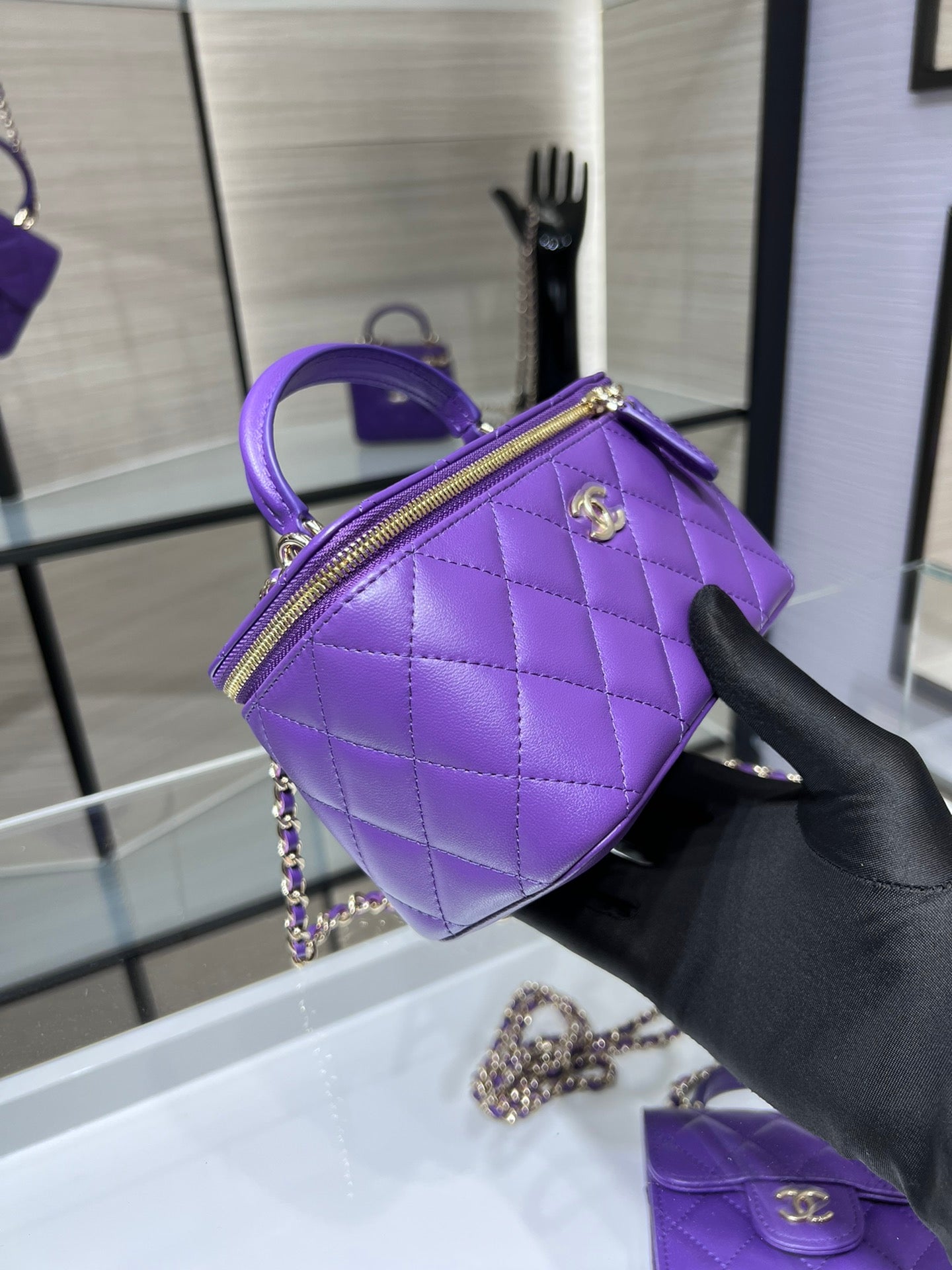 Chanelouis Vuittonanity With Chain SiLouis Vuittoner Hardware Purple For Women Handbags, Shoulder Bags 6.7in/17cm