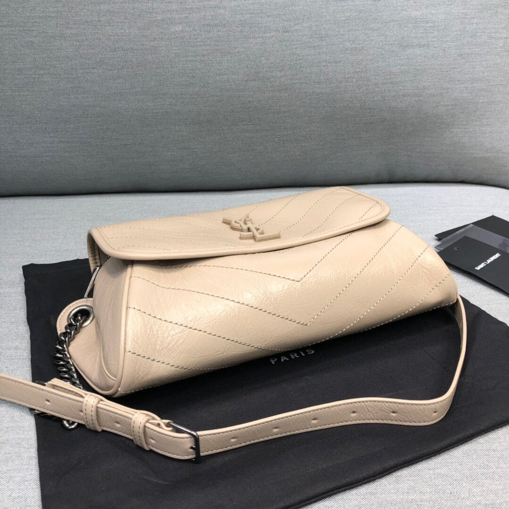Saint Laurent Niki MeDiorum Crinkled Shoulder Bag Beige For Women 11in/28cm YSL