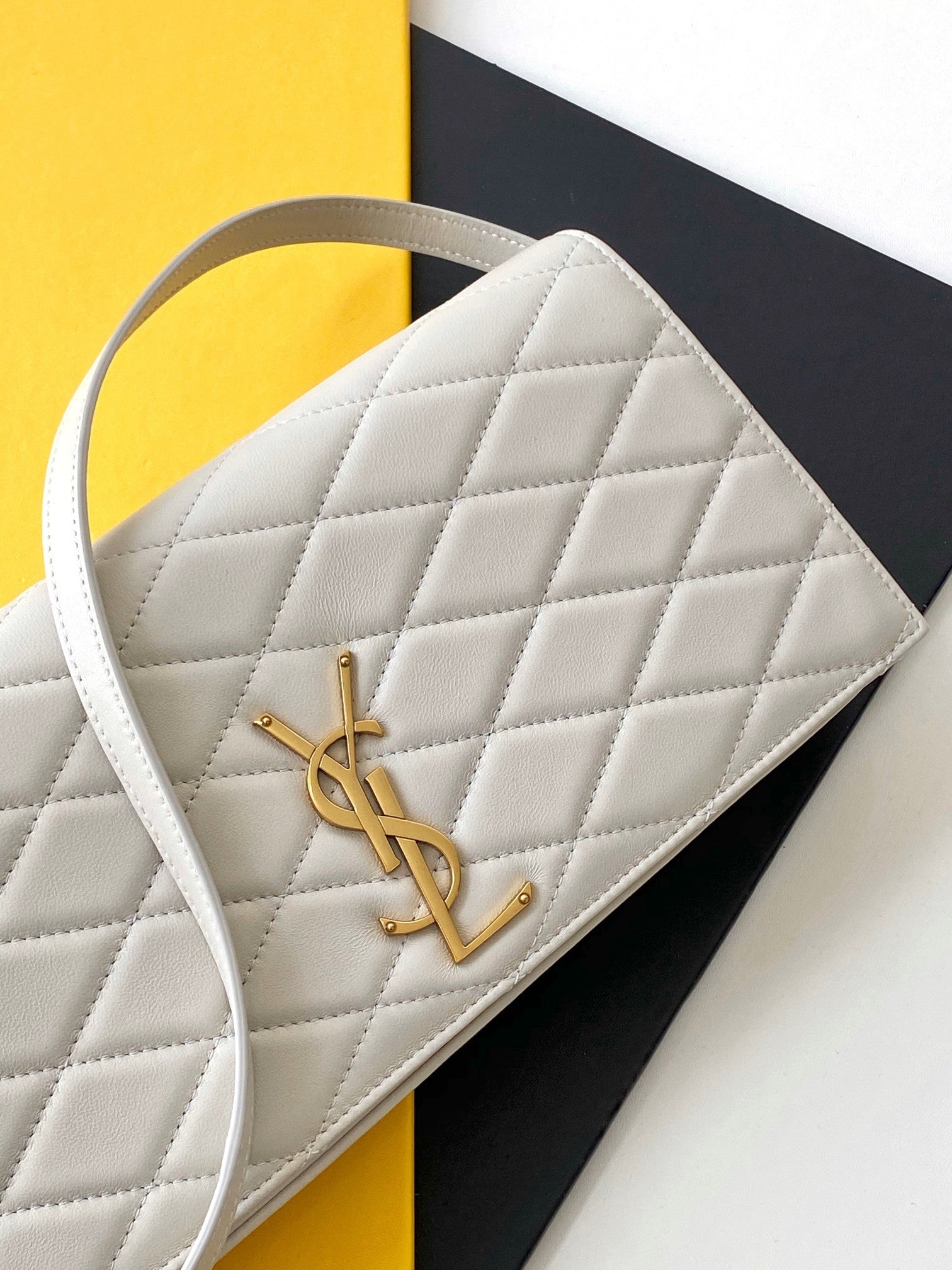 YSSL Kate 99 Chain Bag White With Gold Hardware For Women 10in/26cm YSL