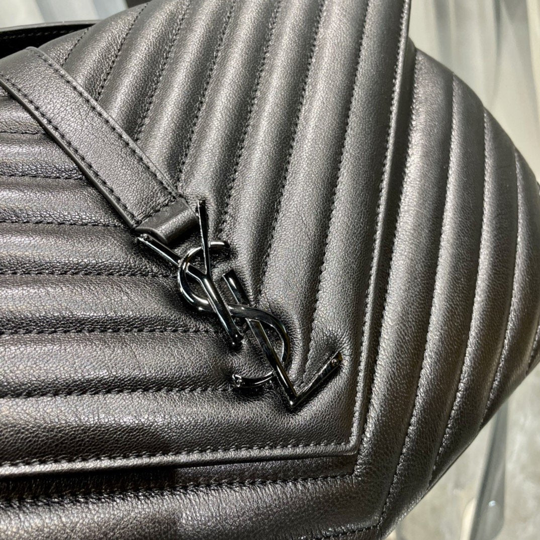 YSSL College Large Chain Bag Black With Metal Toned Hardware For Women 12in/32cm YSL 600278BRM081000