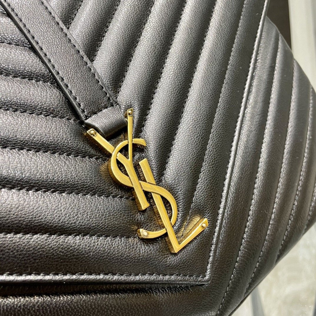 YSSL College Large Chain Bag Black With Gold Hardware For Women 12in/32cm YSL 600278BRM071000