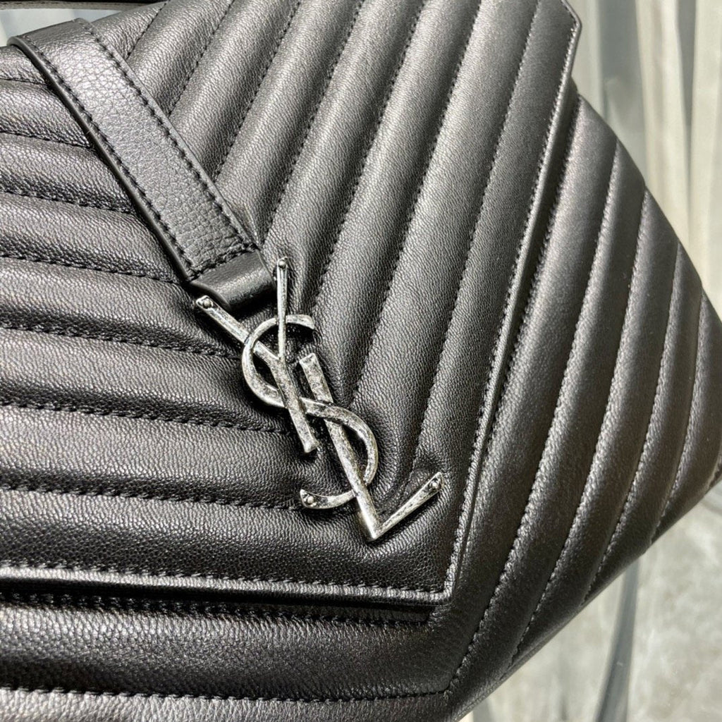 Top Quality College Large Chain Bag Black With Silver TonedHardware For Women 12.6in/32cm YSL 600278BRM041000