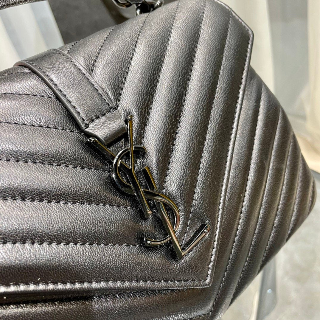 Top Quality College MeTop Qualityum Chain Bag Black Metal Toned Hardware For Women 9.4in/24cm YSL 600279BRM081000