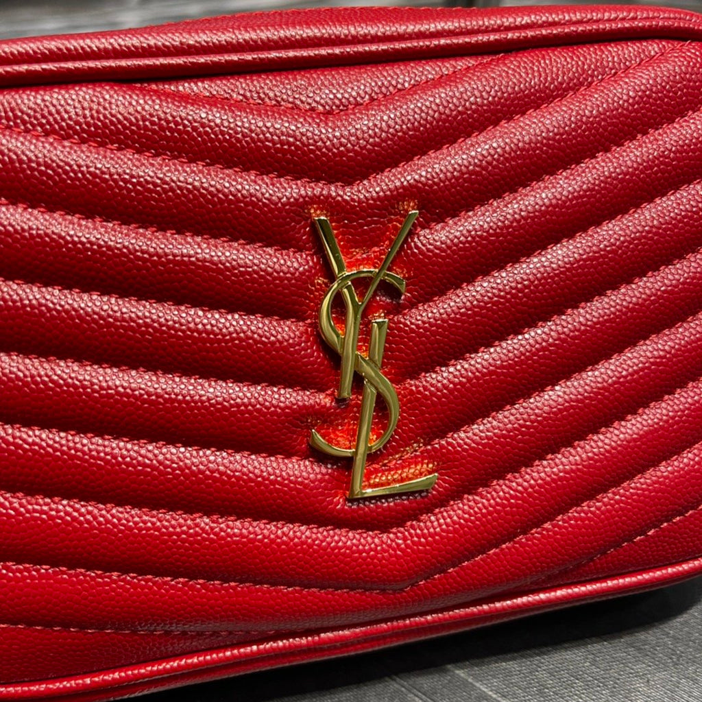 YSSL Lou Mini Bag Red In Quilted Grain De Poudre With Gold Hardware For Women 7in/19cm YSl 6125791GF076008