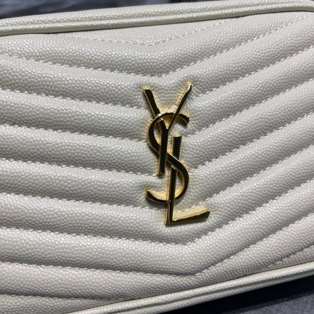 Top Quality Lou Mini Bag White In Quilted Grain De Poudre With Gold Hardware For Women 7.4in/19cm YSl 6125791GF019207