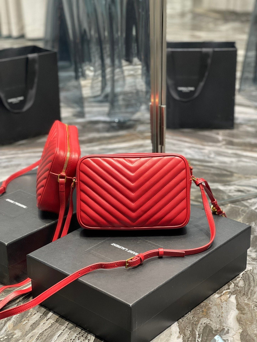 Top Quality Lou Camera Bag Red With Gold Toned Hardware For Women 9in/23cm YSL 612544DV7076008