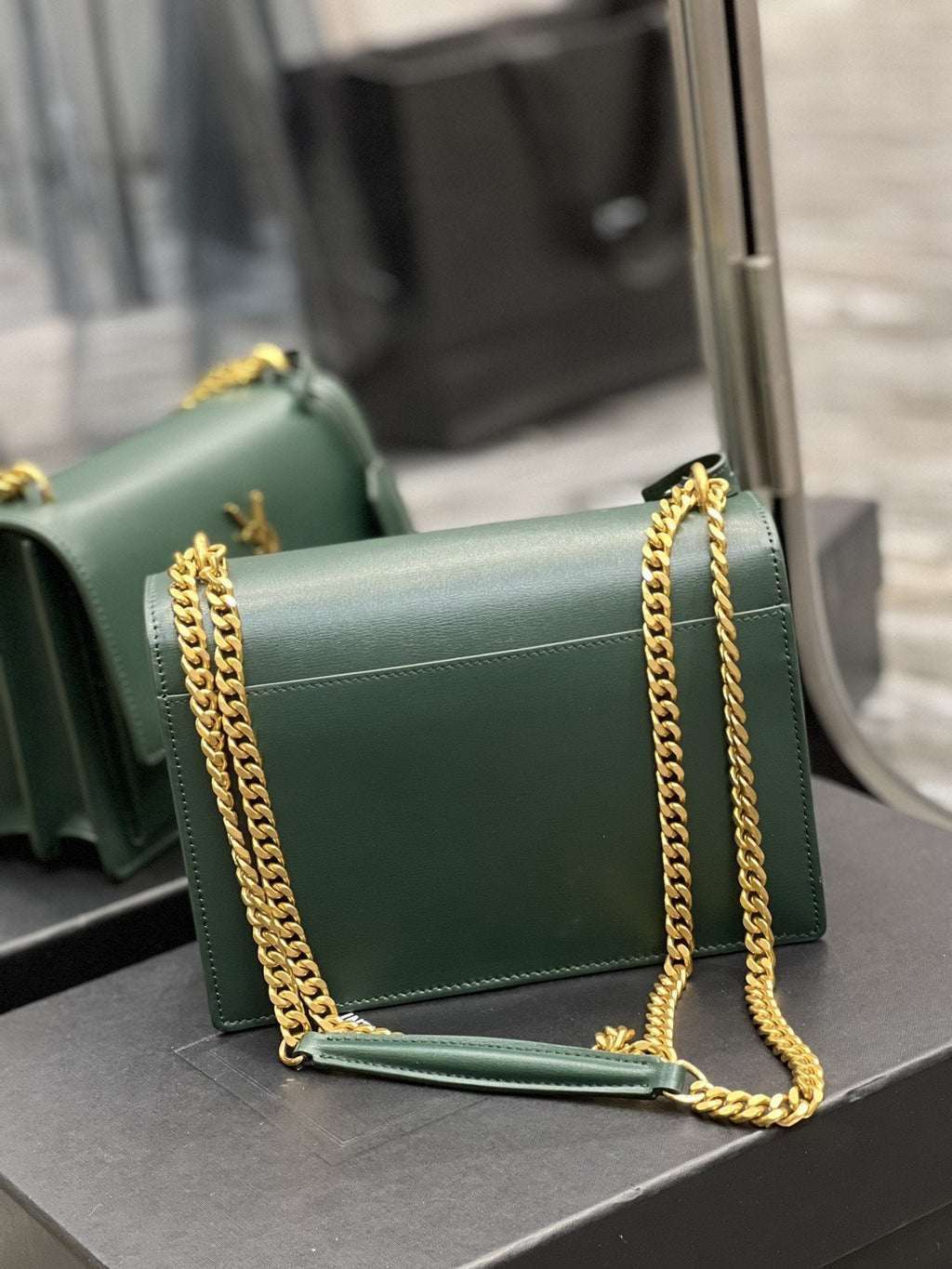 YSSL Sunset Medium Chain Bag For Women 8in/22cm Green YSL