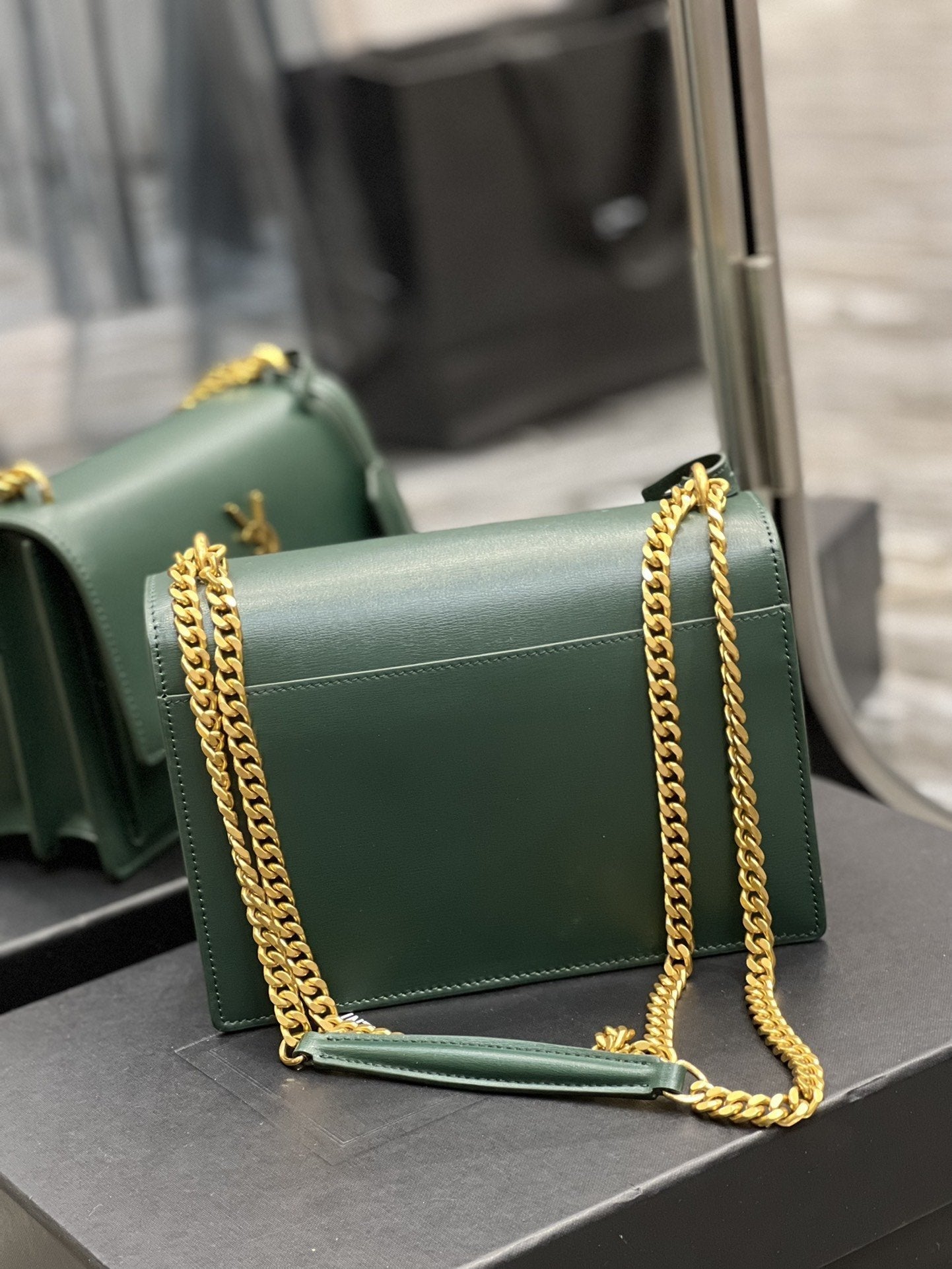YSSL Sunset Medium Chain Bag For Women 8in/22cm Green YSL